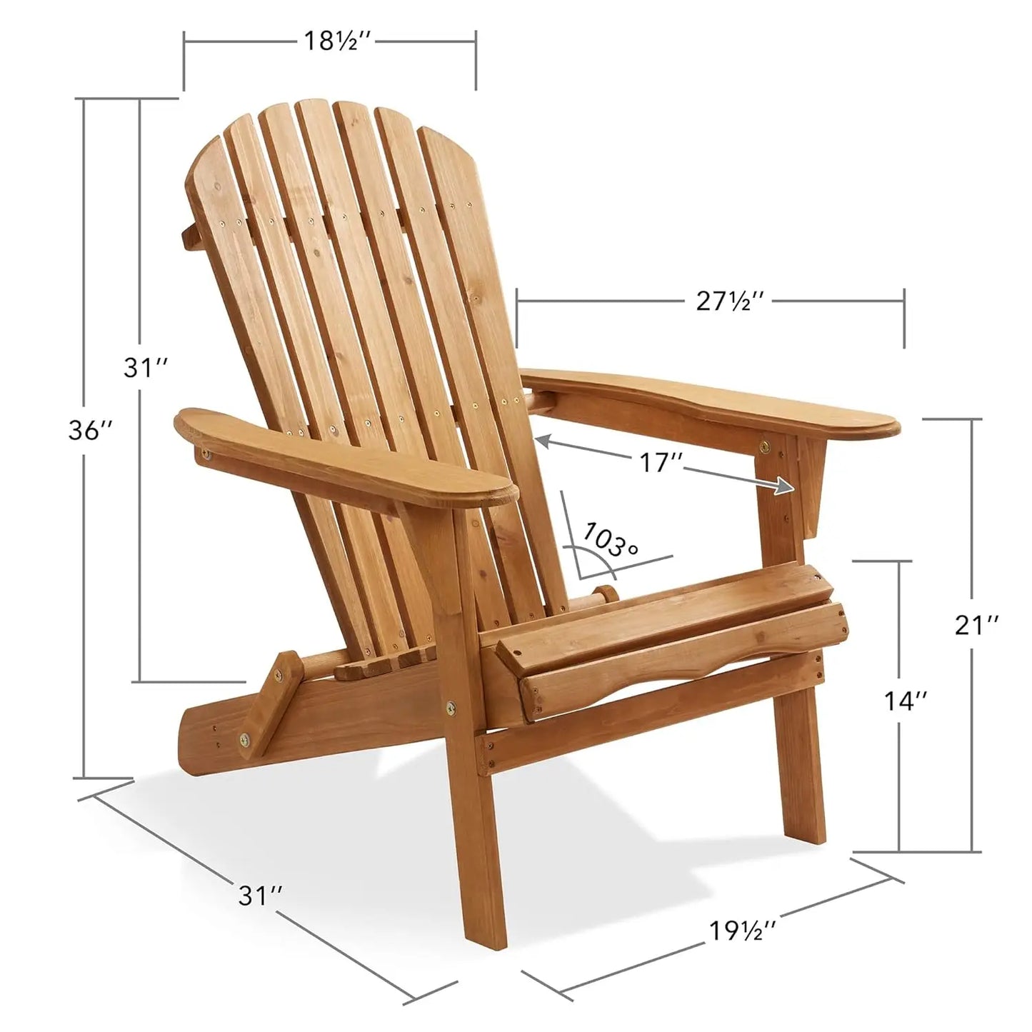 Folding Adirondack Chair Set Cedar Wood Outdoor Loungers