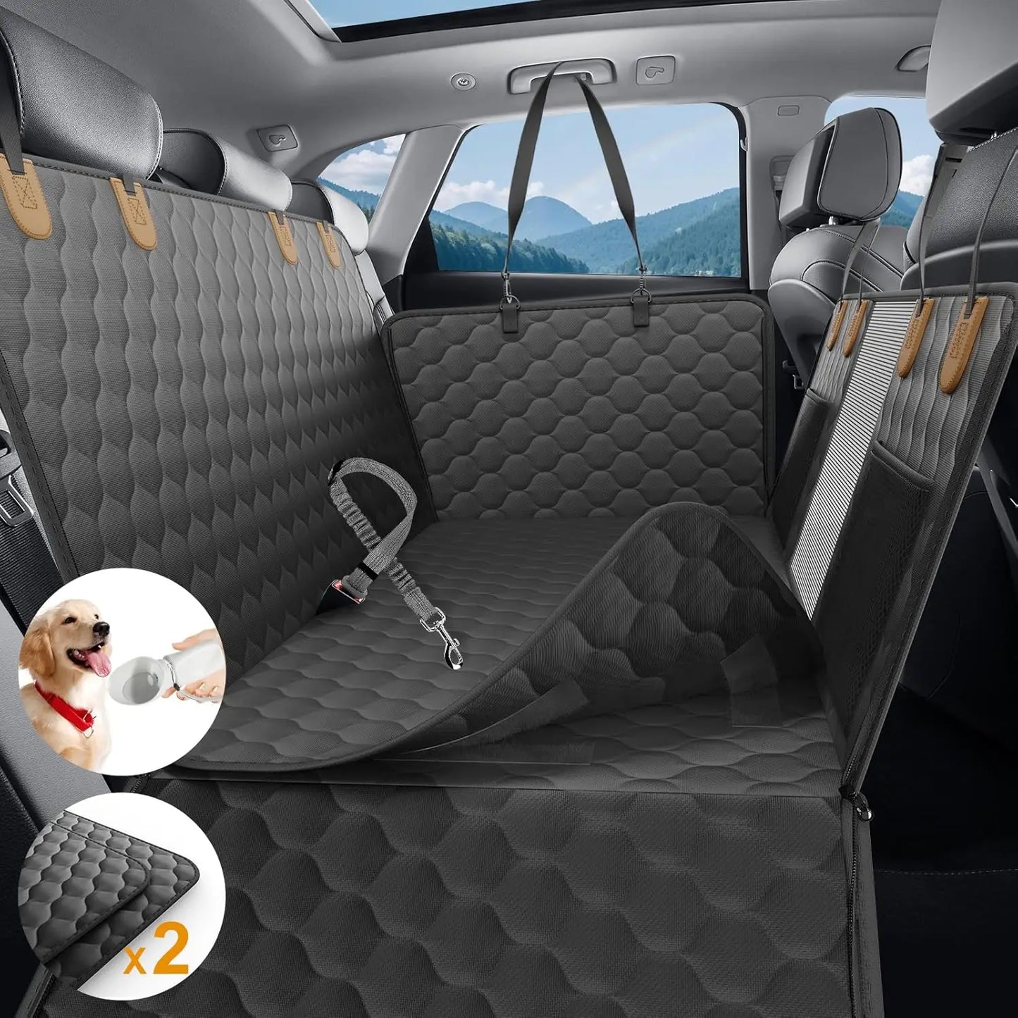 Wedyvko Foldable Waterproof Dog Car Seat Hammock Back Seat Protector