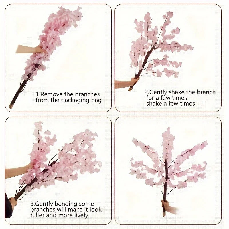 NONECN Artificial Cherry Tree Indoor Decor Handmade Cherry Blossom