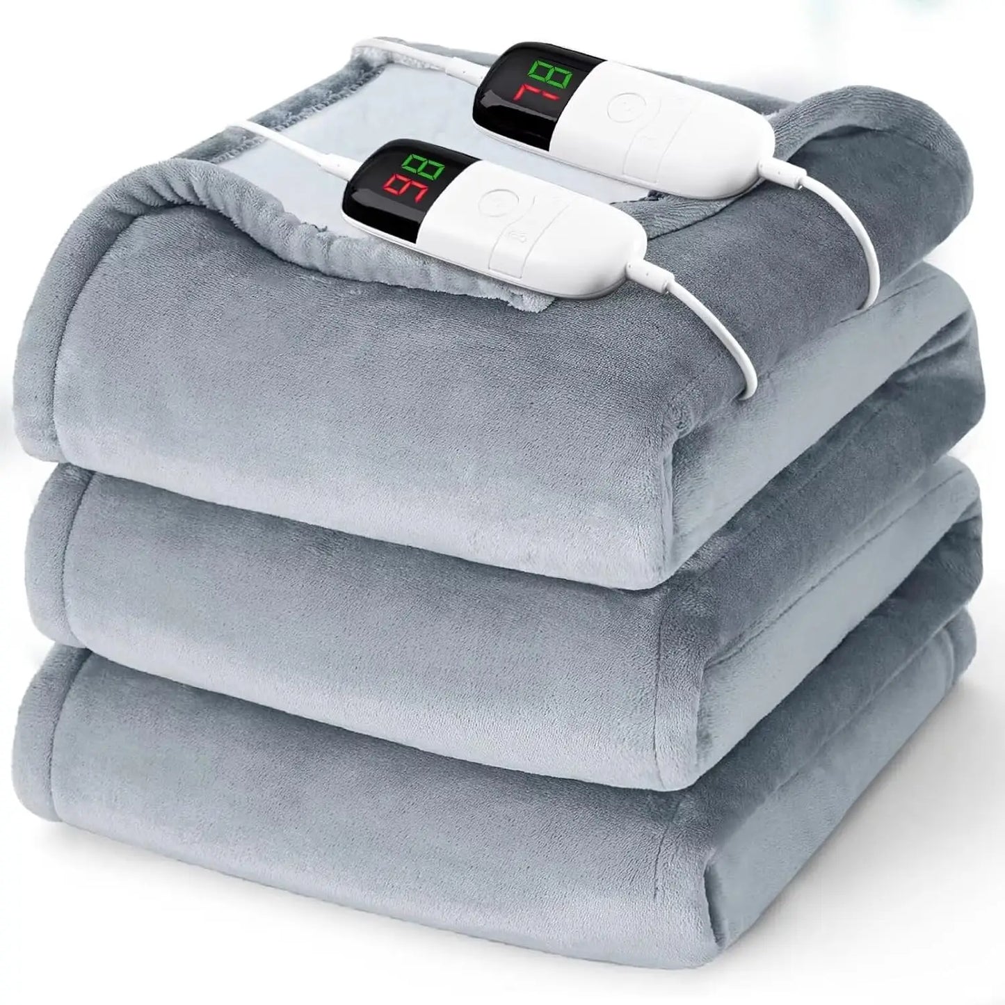 Queen Size Heated Electric Blanket Dual Control 10 Heat Levels Auto Off