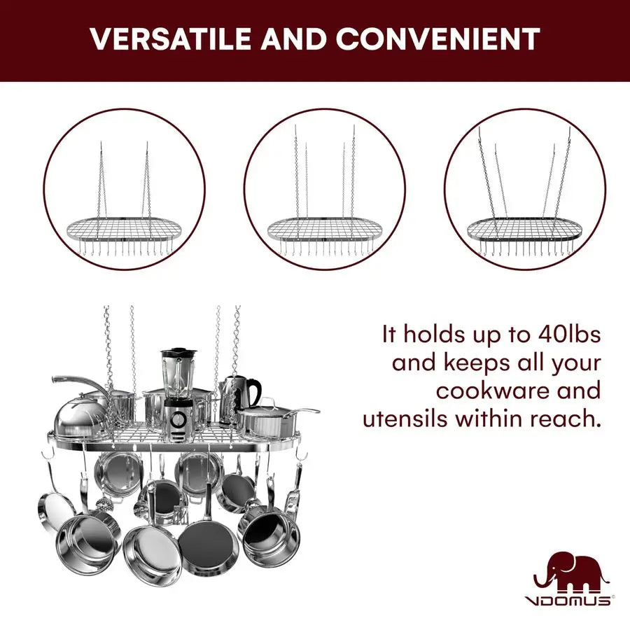 Hanging Pot Rack Ceiling Mount With 15 Hooks Kitchen Organizer