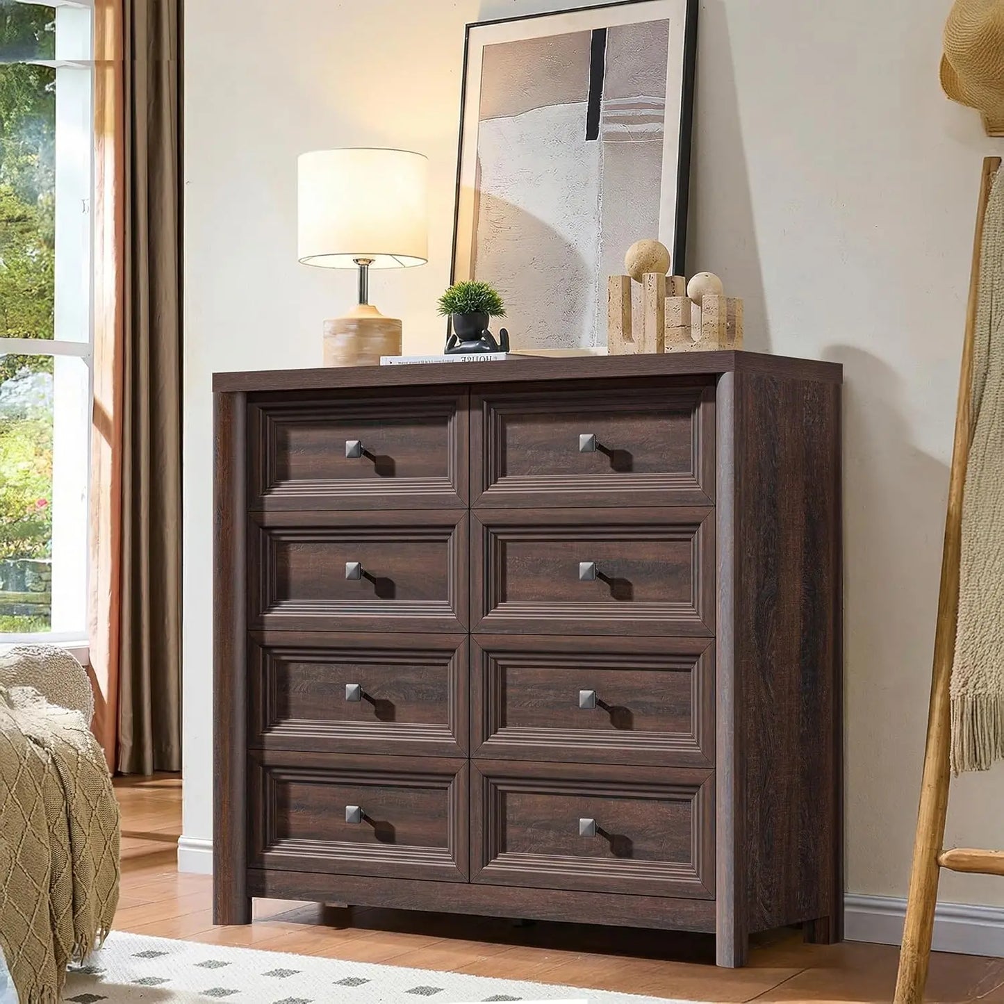 Farmhouse 6 Drawer Dresser For Bedroom In Solid Wood