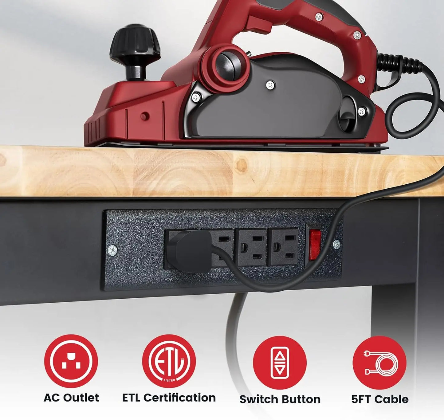 Adjustable Height Workbench With Storage Power Outlets Pegboard