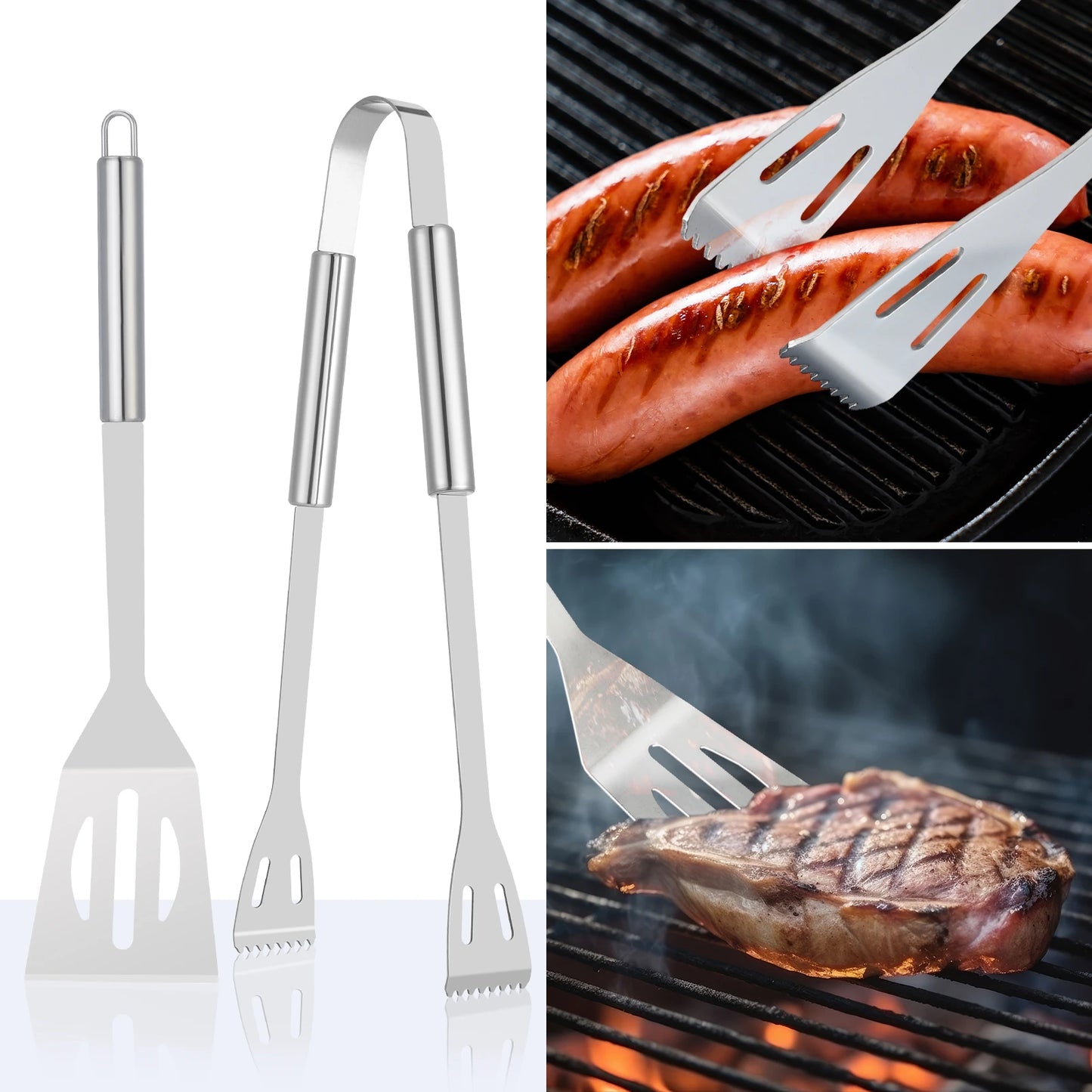 NONECN 20Pcs Barbecue Utensils Set Stainless Steel Grill Tools