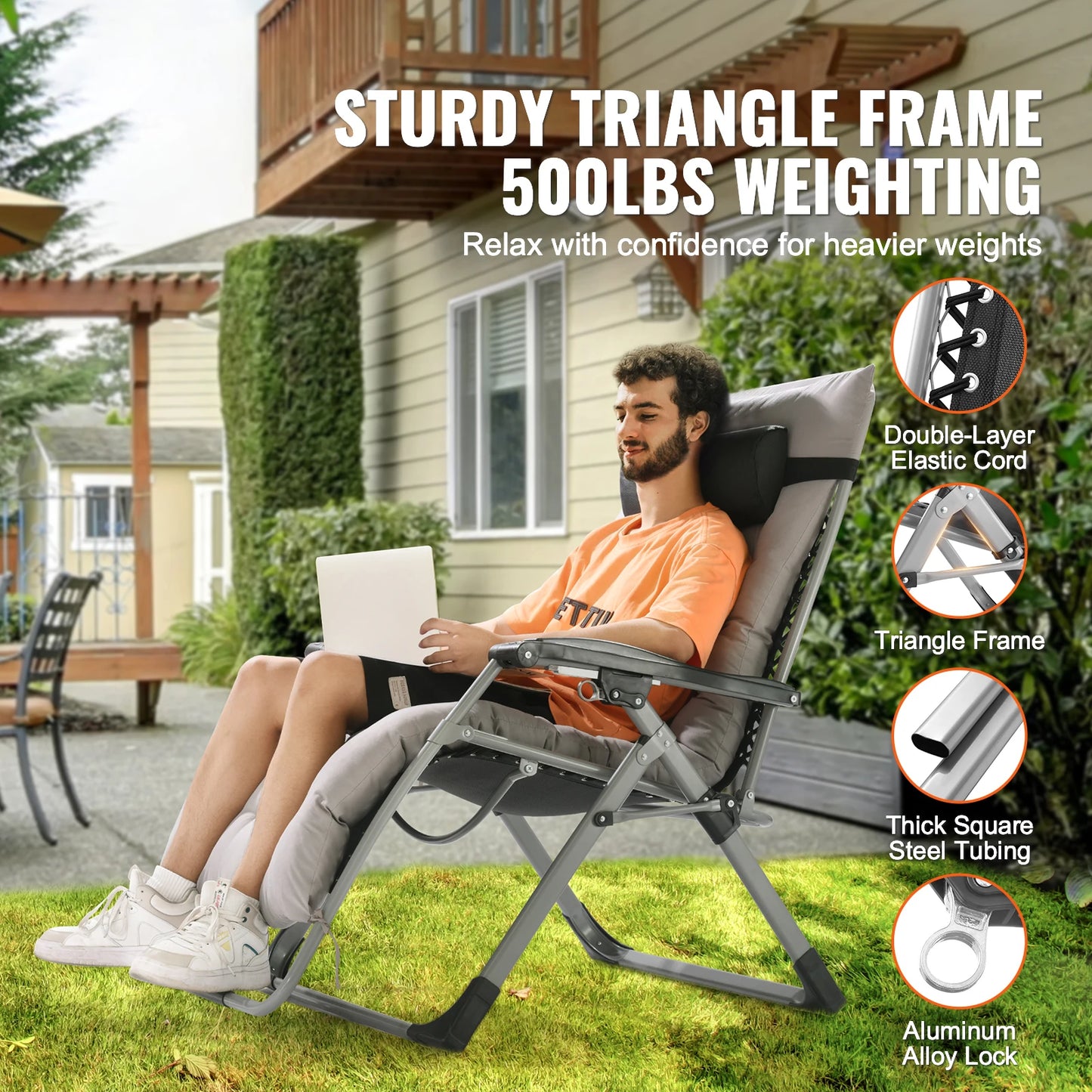 SucceBuy Zero Gravity Chair With Adjustable Recline Footrest Cupholder
