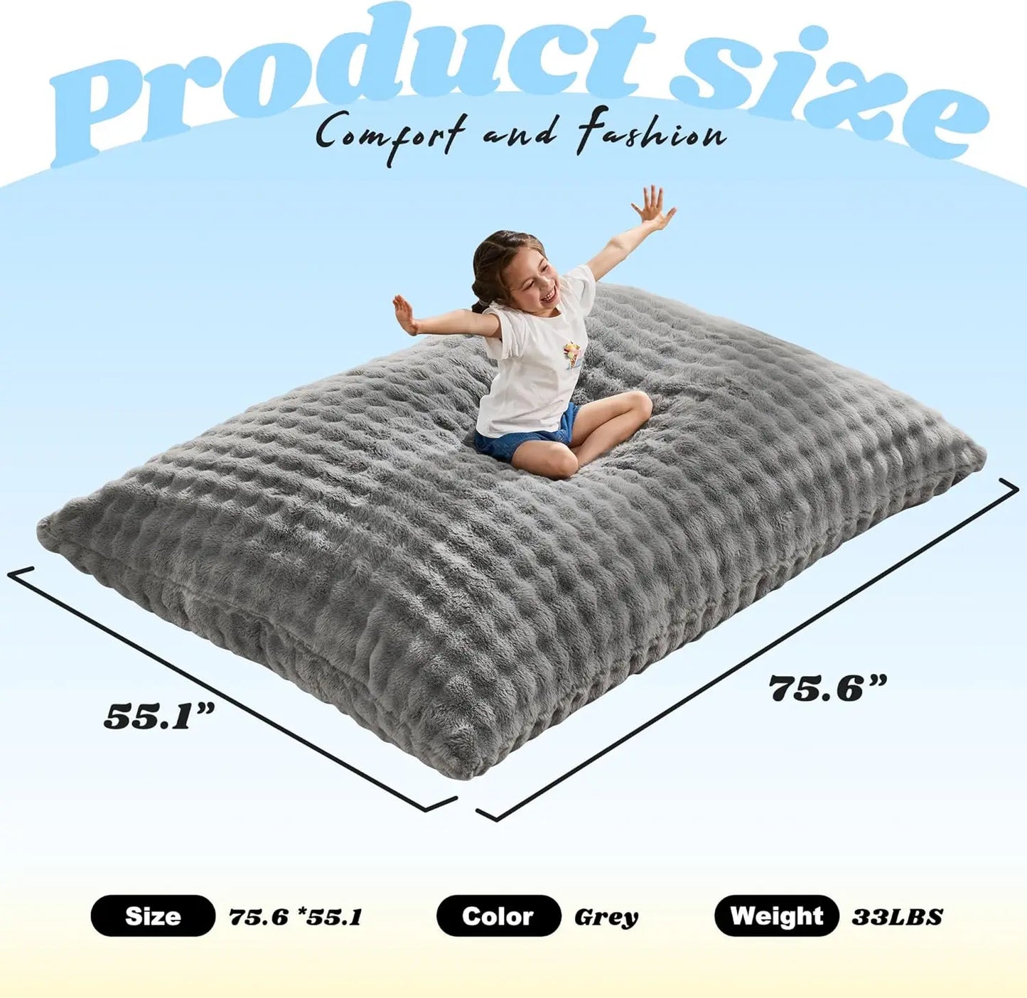 Memory Foam Bean Bag Chair With Washable Cover