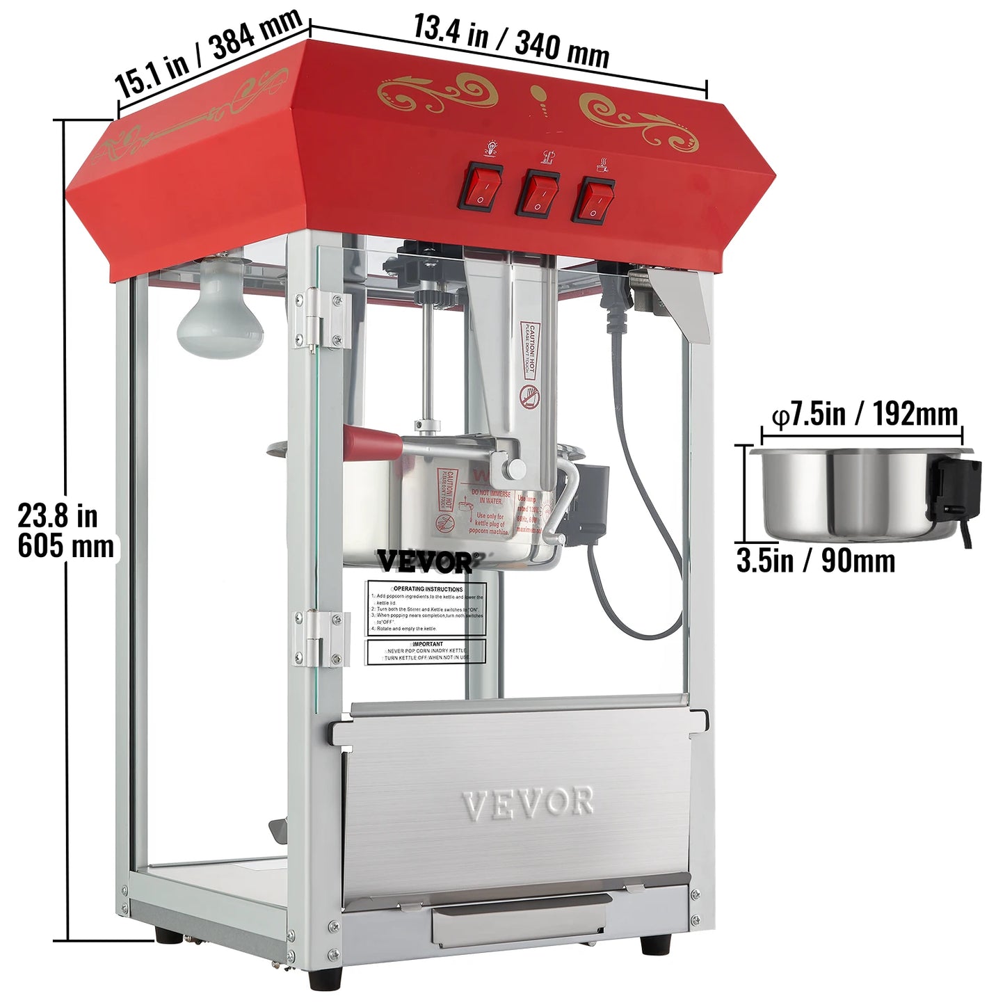 SucceBuy Countertop Popcorn Maker Commercial Electric Popper