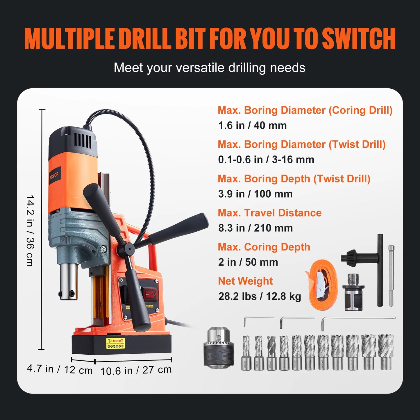 Succebuy 1300W Magnetic Drill Press
