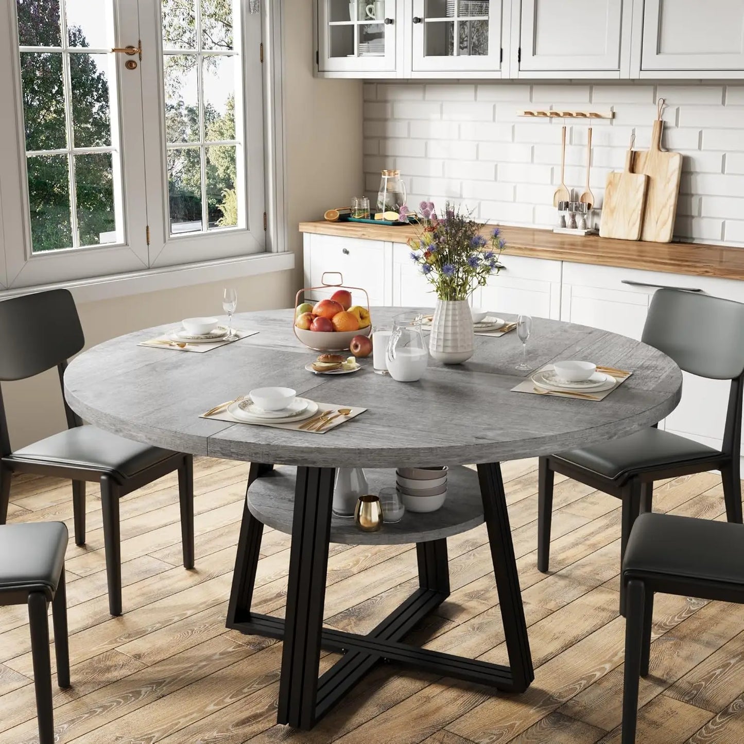 Studyset Round Dining Table for Kitchen and Dining Room