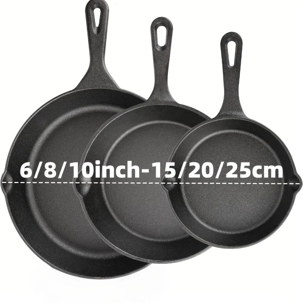 Cast Iron Skillet Set Pre-Seasoned Heavy-Duty Pans