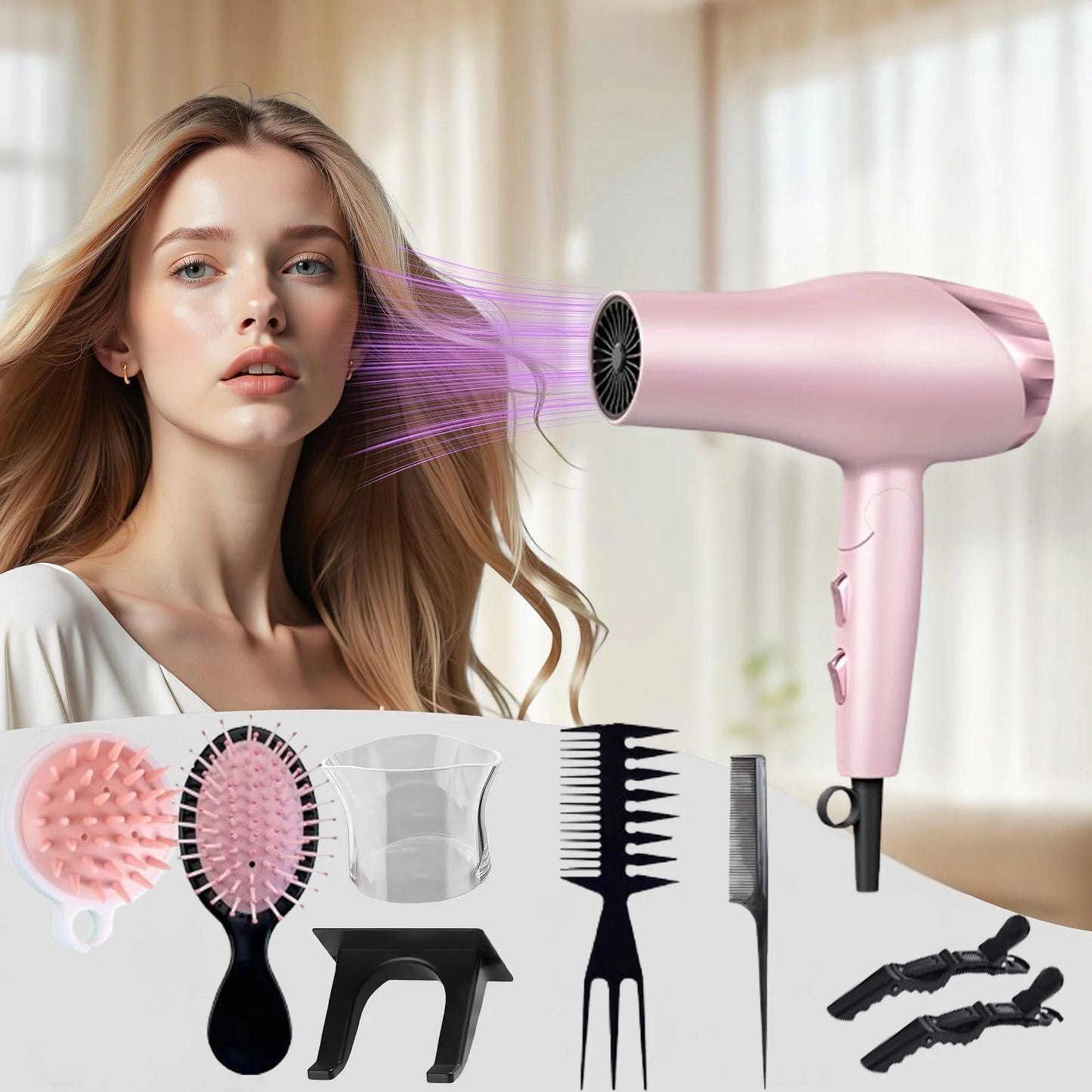 B BEICHEN Foldable Hair Dryer With Diffuser And 2 Speed