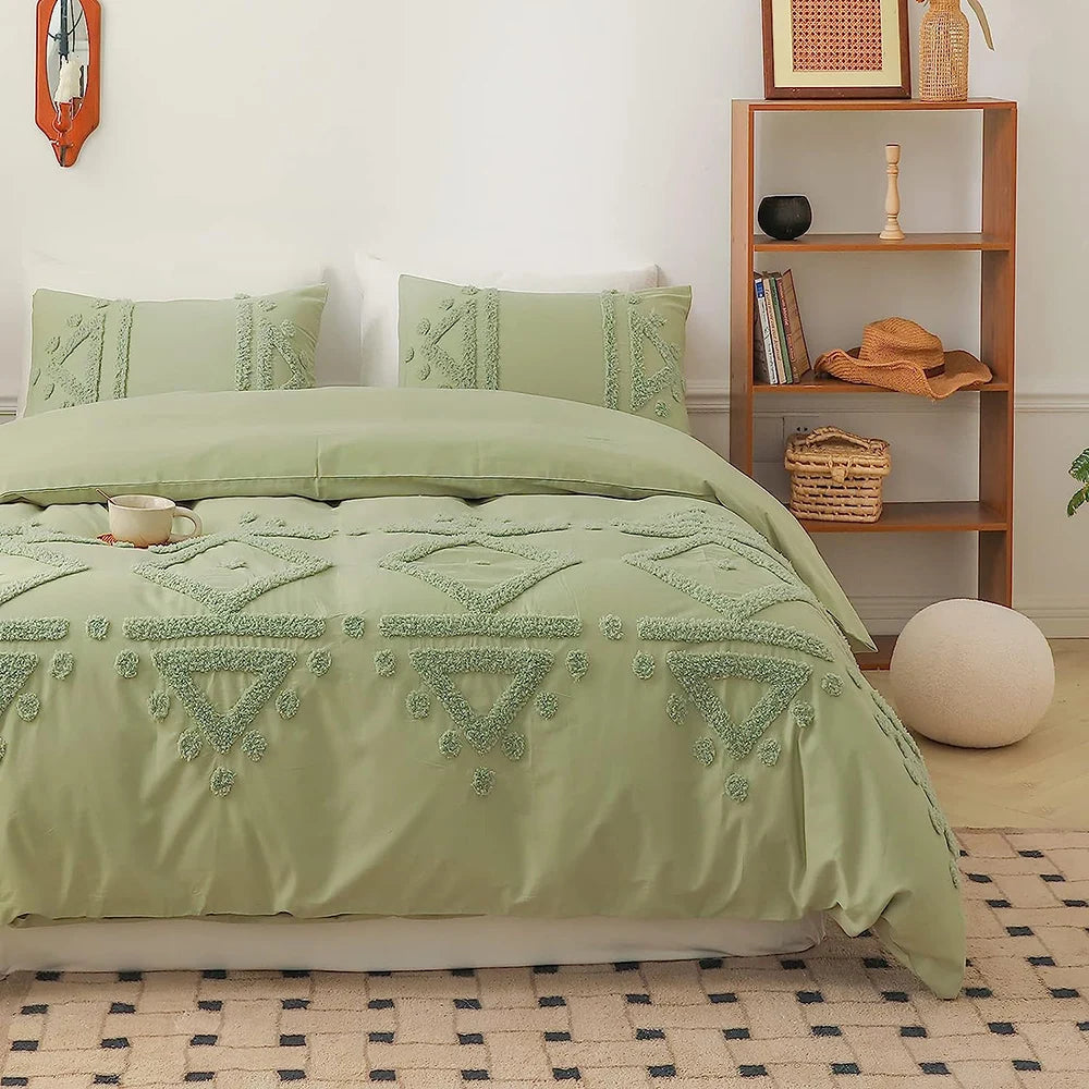 Simple Opulence 3-Piece 100% Cotton Bedding Set Duvet Cover Shams