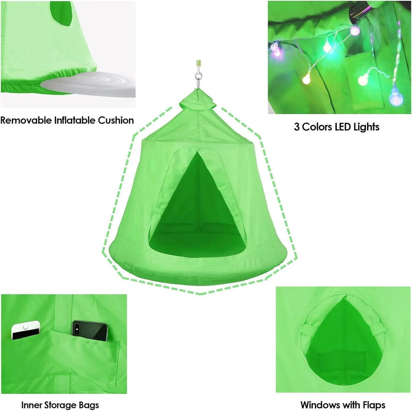 Homfa Hammock Chair Stand and Swing Chair With Led Lights