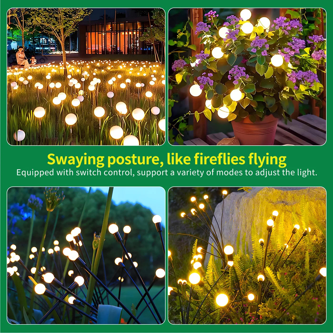 Solar Firefly Lights Outdoor LED Garden Decorative Pathway Waterproof