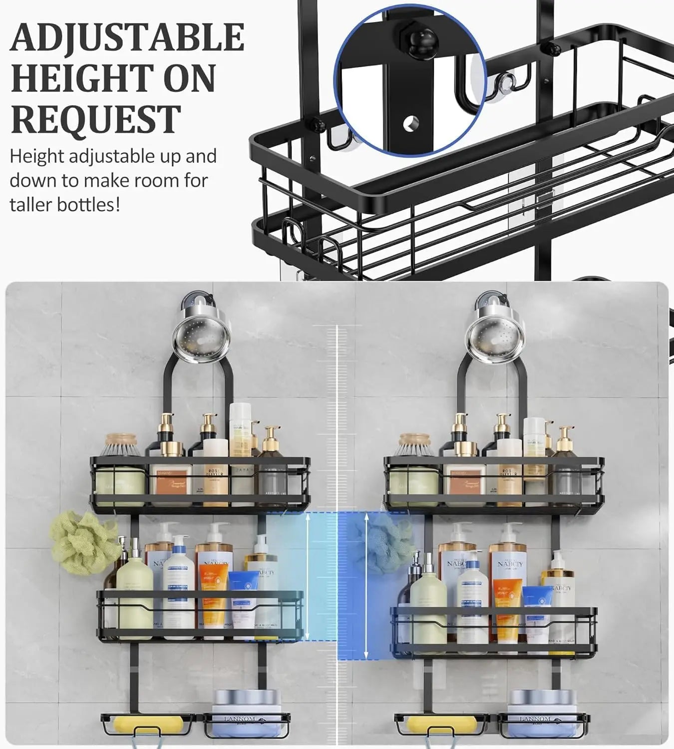 Rustproof Shower Caddy With Soap Holder No Drilling Needed