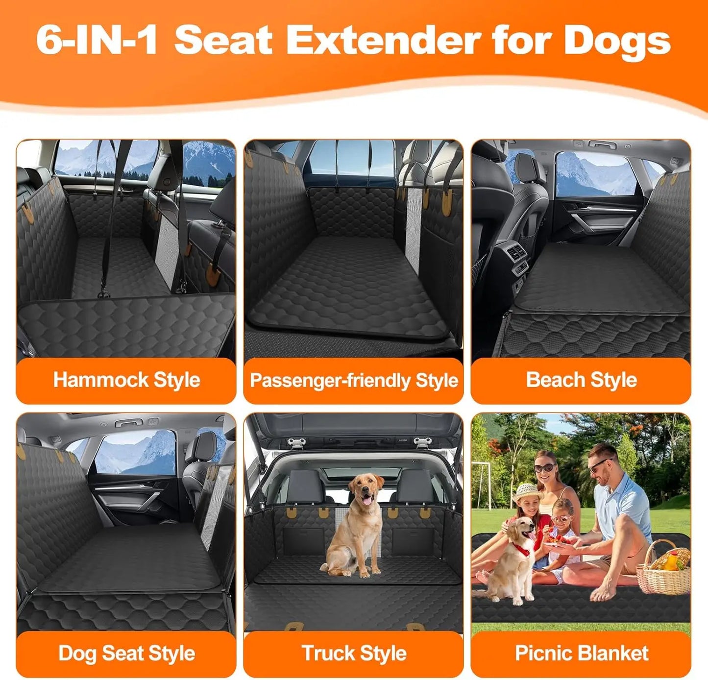 Wedyvko Foldable Waterproof Dog Car Seat Hammock Back Seat Protector