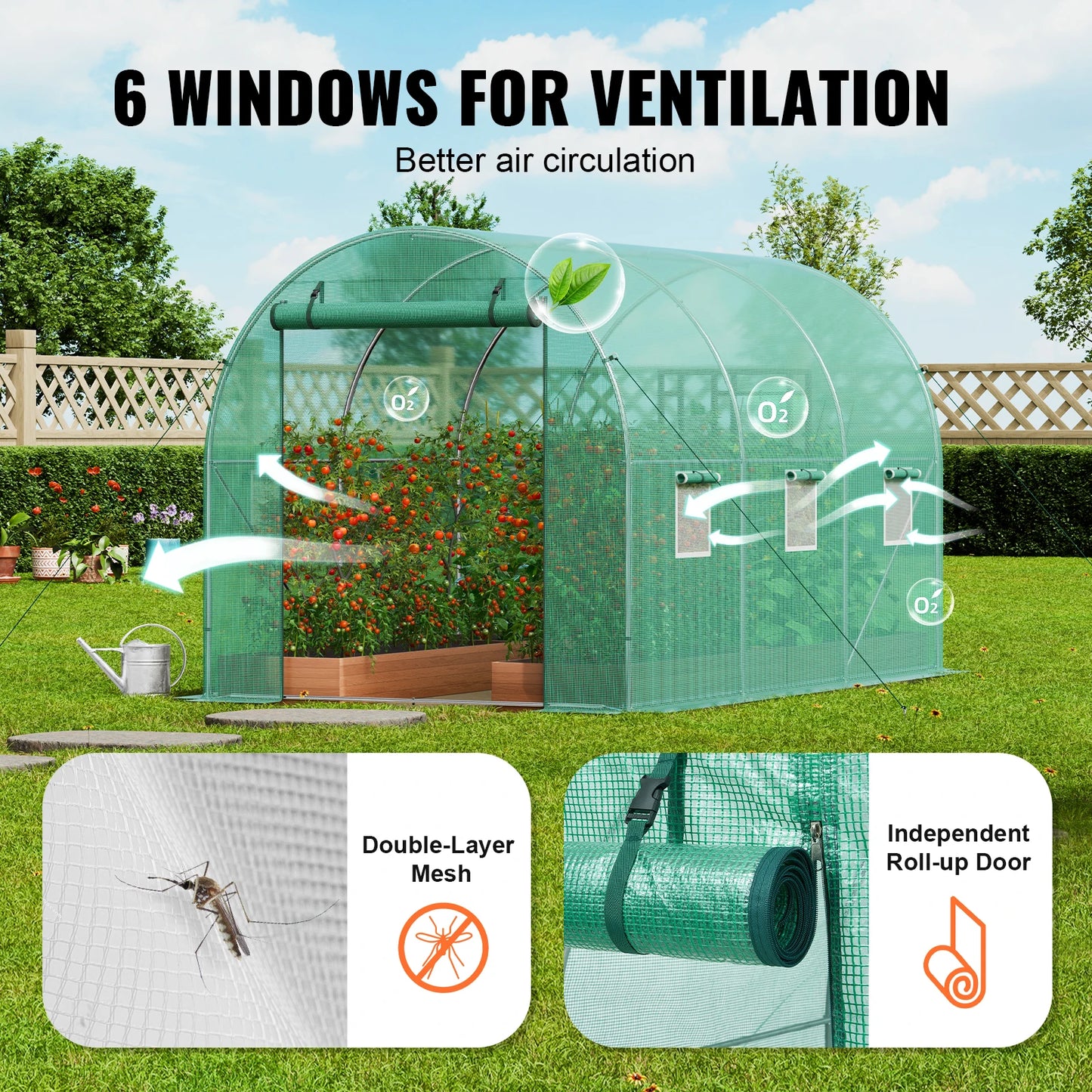 SucceBuy Walk In Tunnel Greenhouse With Steel Frame PE Cover