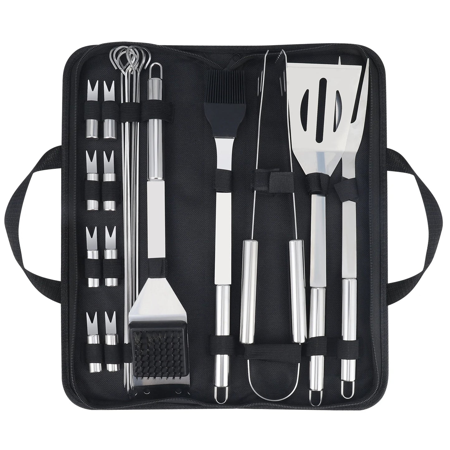 NONECN 20Pcs Barbecue Utensils Set Stainless Steel Grill Tools