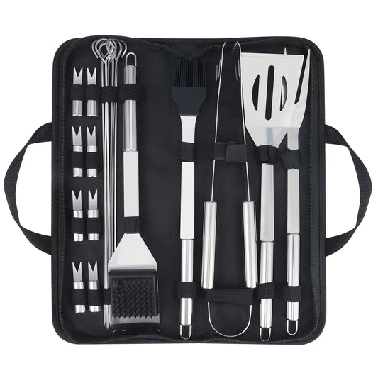 NONECN 20Pcs Barbecue Utensils Set Stainless Steel Grill Tools