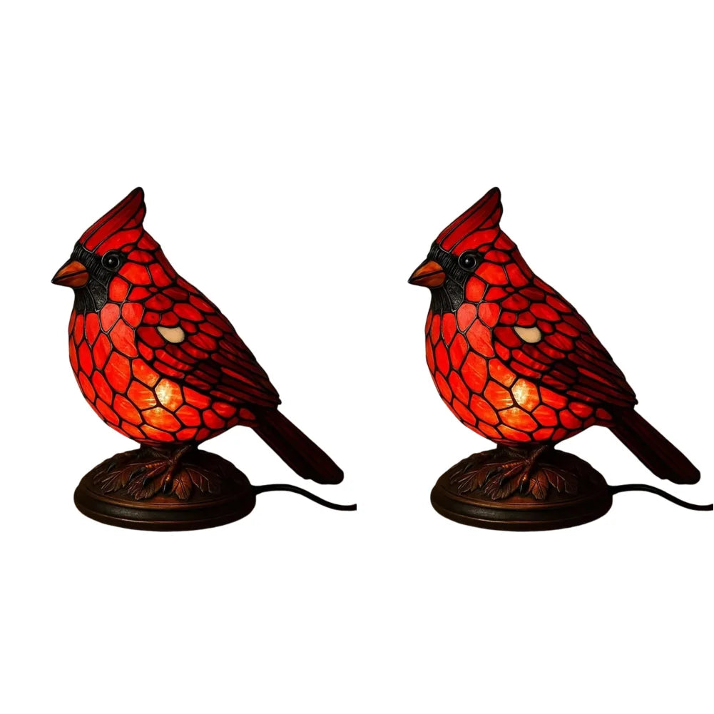 Cardinal Resin Table Lamp Christmas Bird Night Light