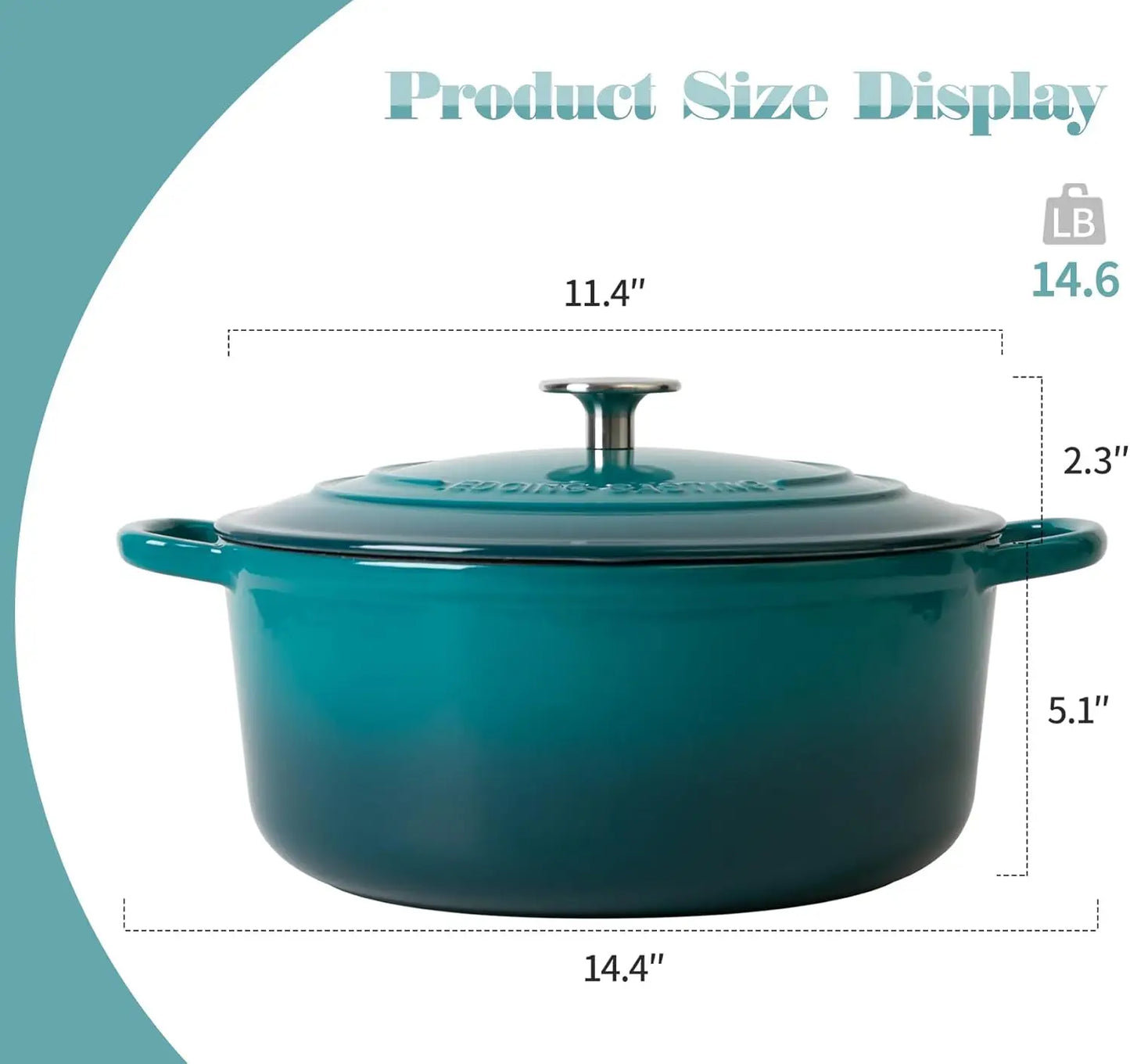 Enameled Cast Iron Dutch Oven With Lid For Baking Cooking