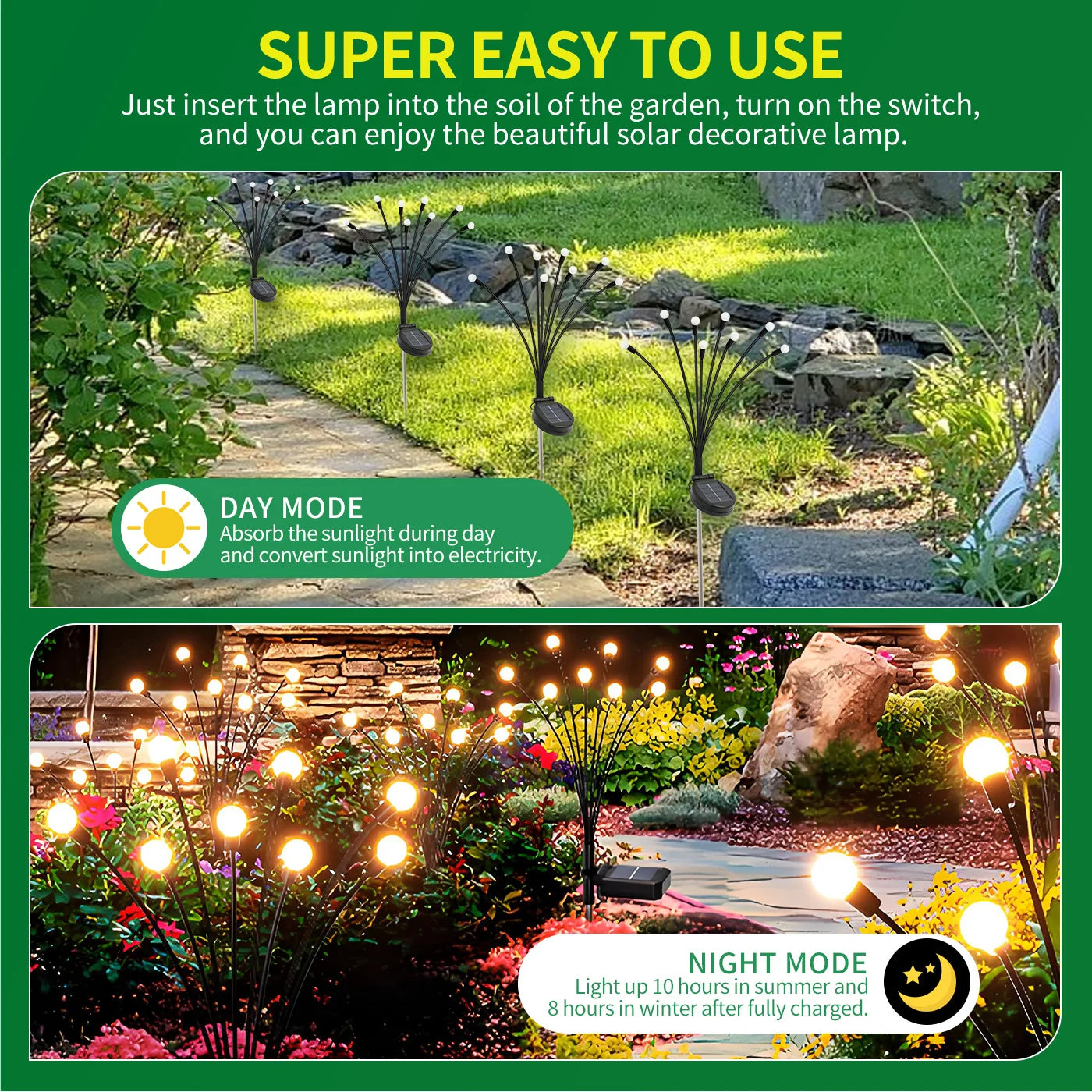 Solar Firefly Lights Outdoor LED Garden Decorative Pathway Waterproof