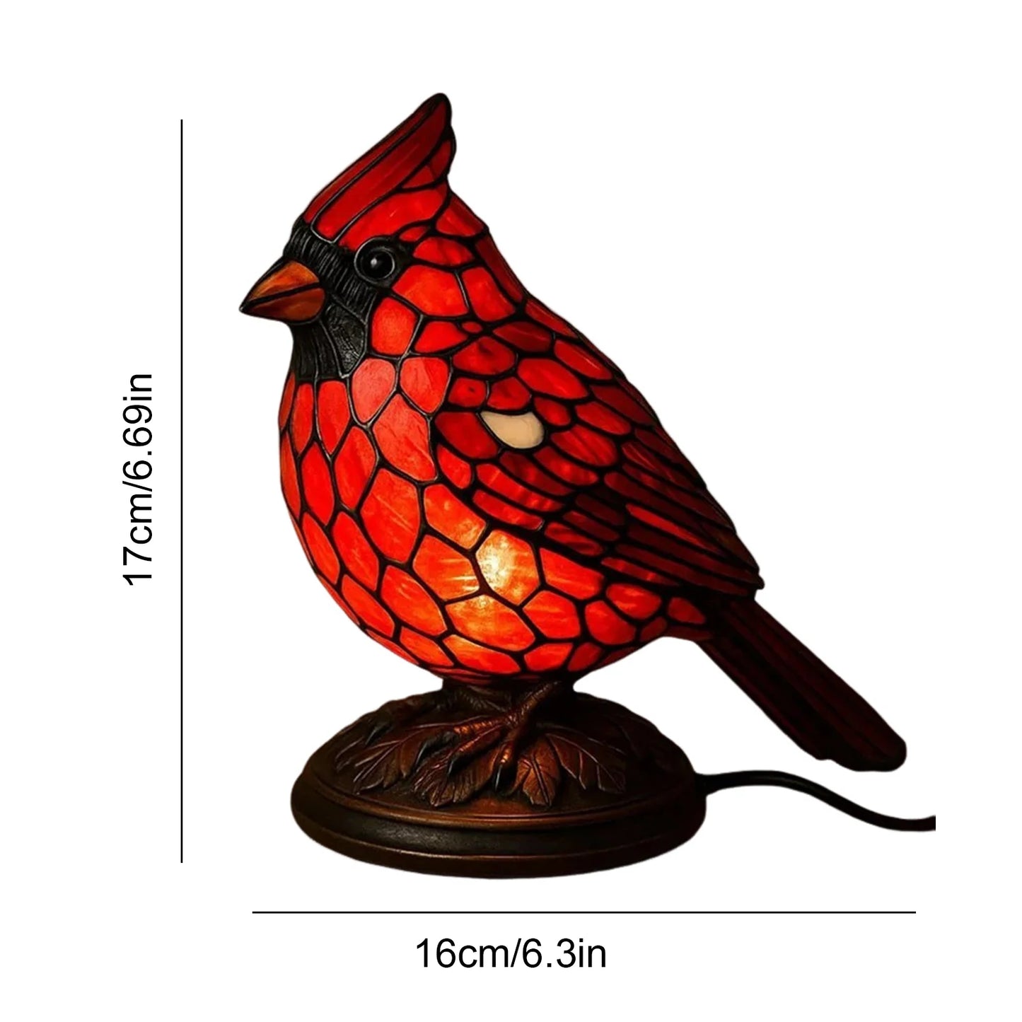 Cardinal Resin Table Lamp Christmas Bird Night Light