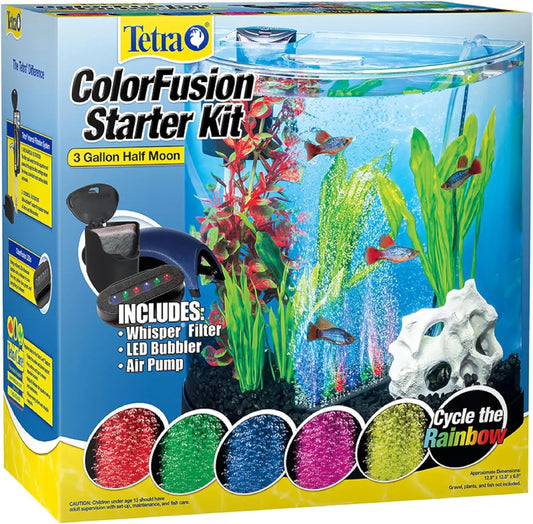 Half Moon Aquarium Starter Kit With Filter Air Pump LED