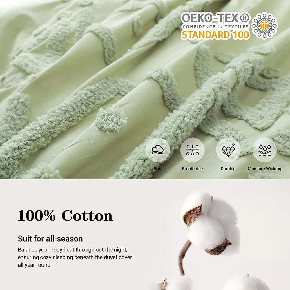 Simple Opulence 3-Piece 100% Cotton Bedding Set Duvet Cover Shams