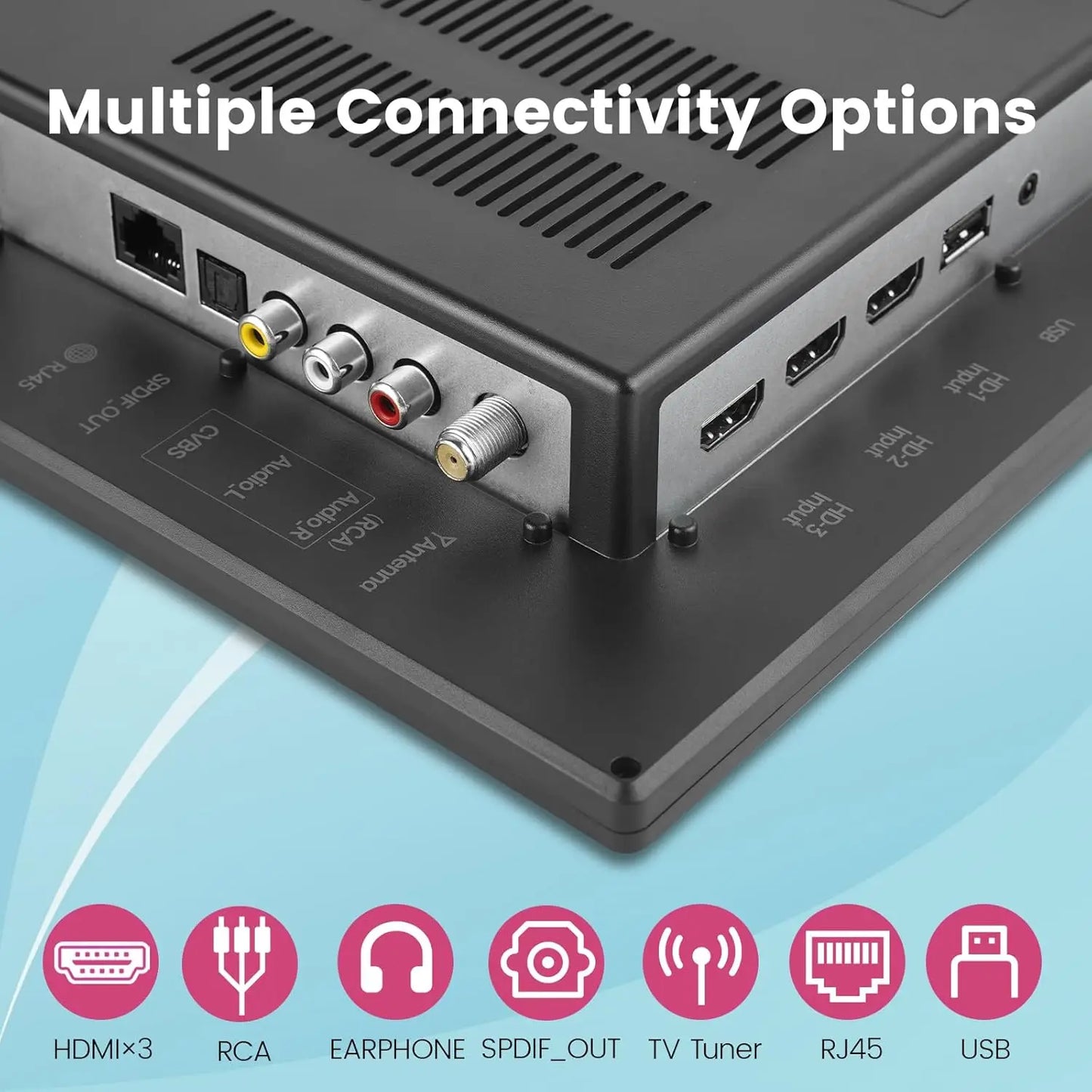 Portable Smart TV With HD Screen Built-In Apps HDMI USB