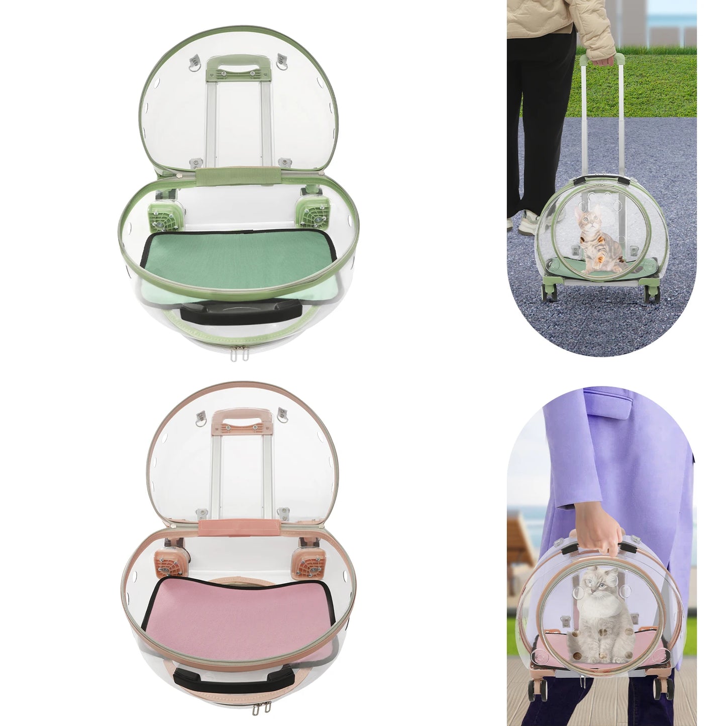 Breathable Cat Carrier With Rolling Wheels
