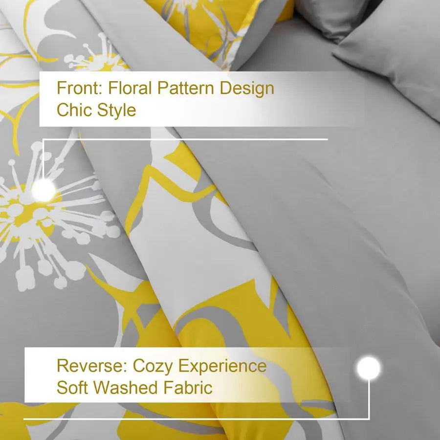 7 Pieces Floral Comforter Set Bed In A Bag