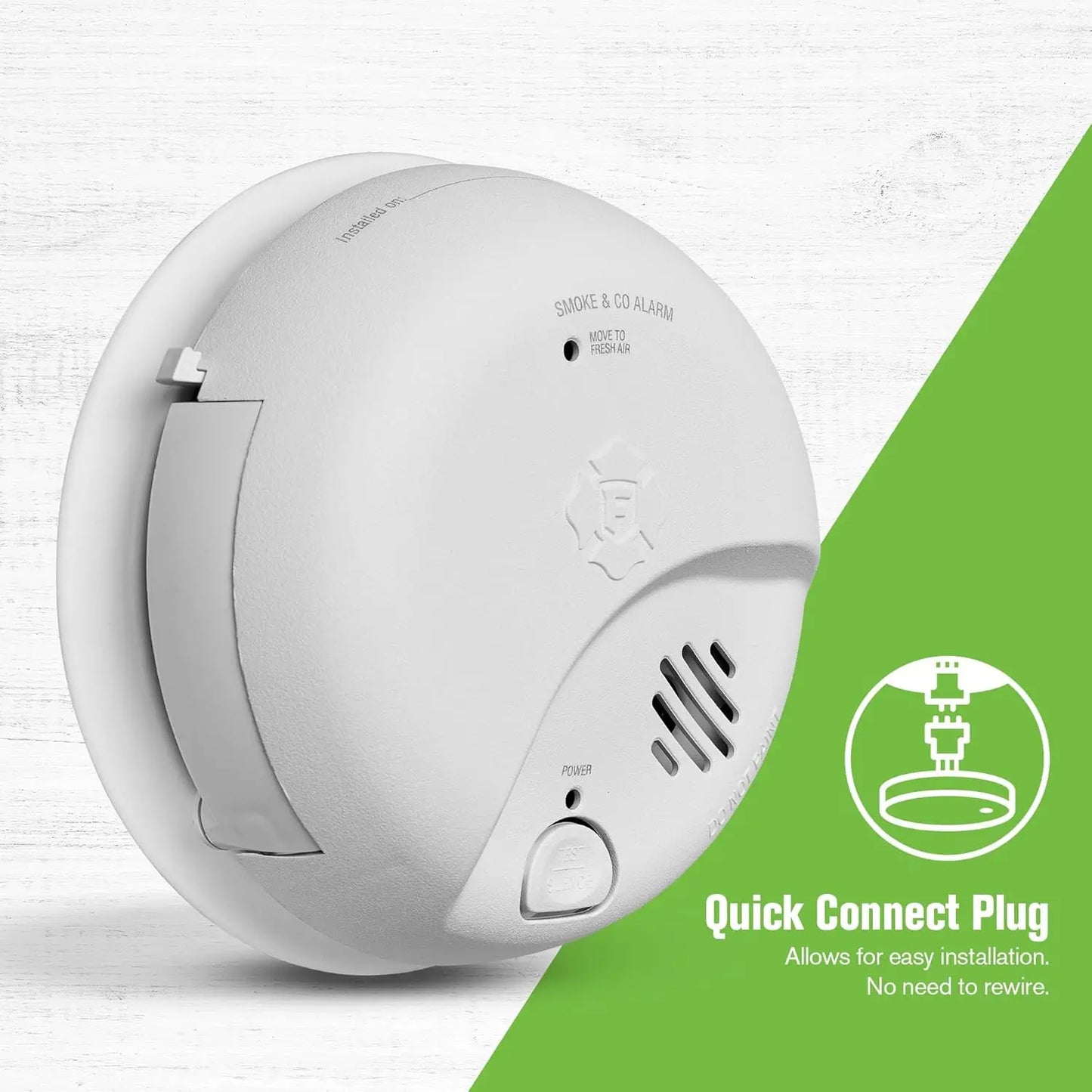 Interconnected Smoke And Carbon Monoxide Alarm With Battery Backup Hardwired