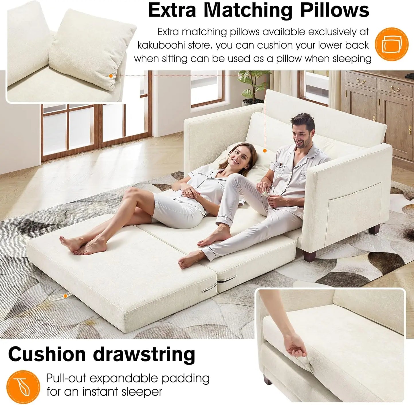Convertible Loveseat Sofa Bed With Storage For Small Spaces