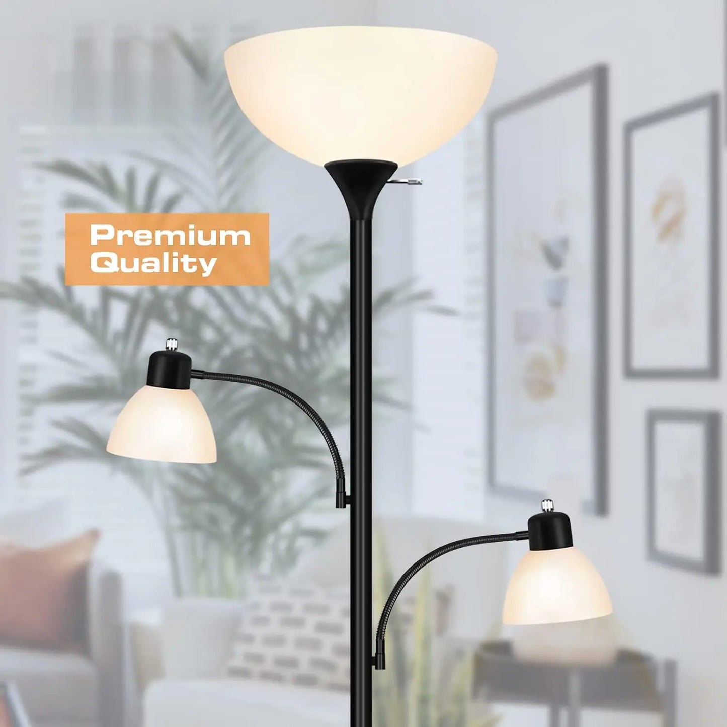 Industrial Style Torchiere Floor Lamp With LED Bulbs