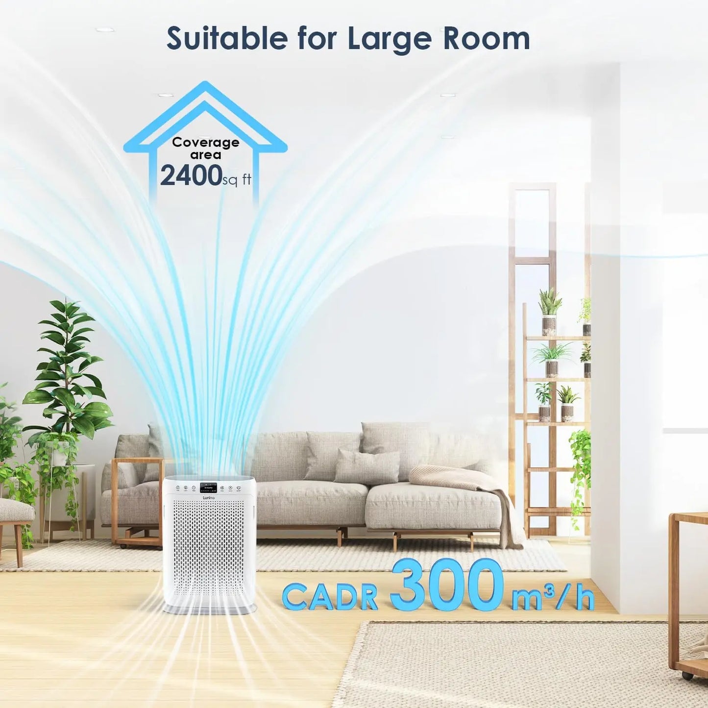 Room Air Purifier With H13 HEPA Filter And PM2.5 Display