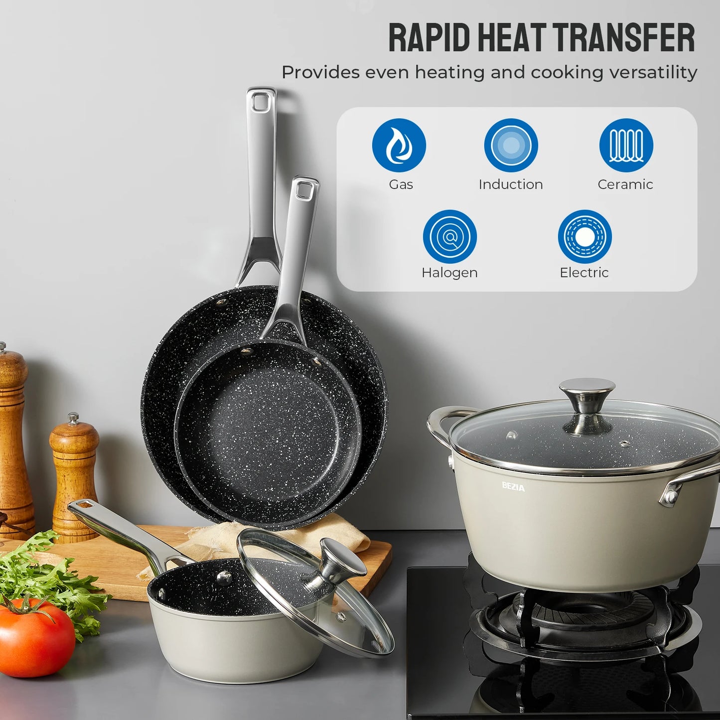 Bezia Induction Cookware Nonstick Set
