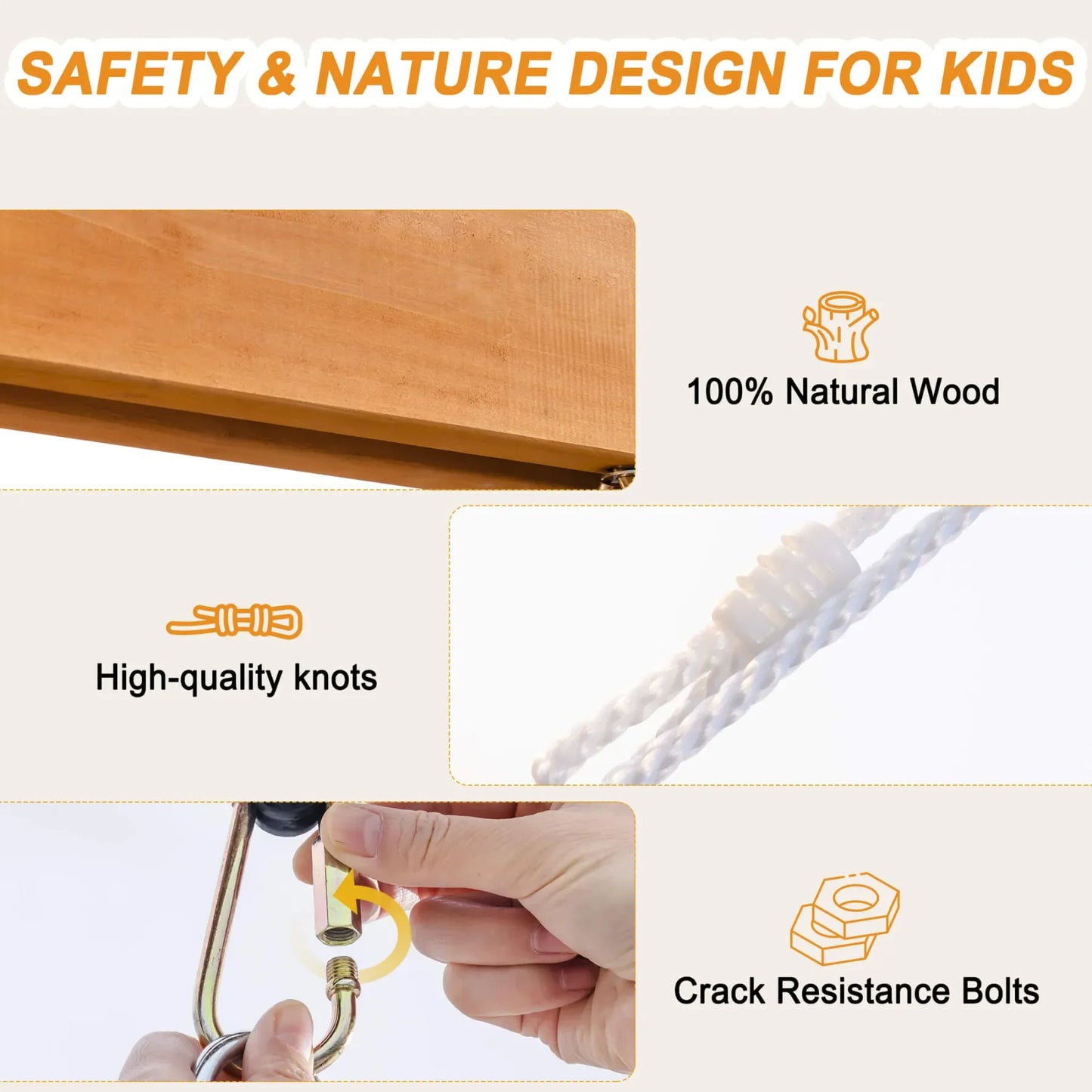 Robotime Robud 3-In-1 Playground Wooden Swing Set Backyard