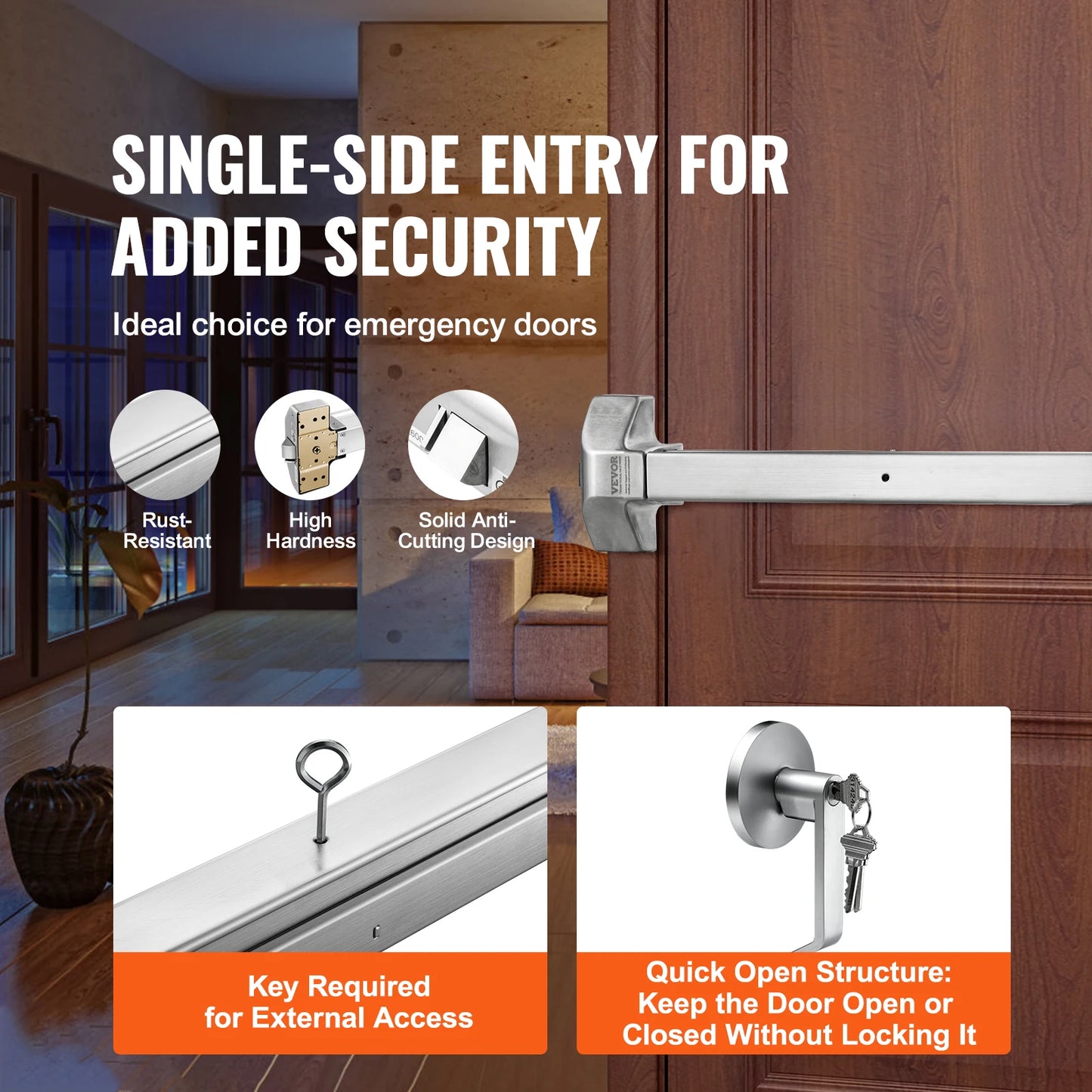 SucceBuy Push Bar Door Lock Panic Exit Device Stainless Steel
