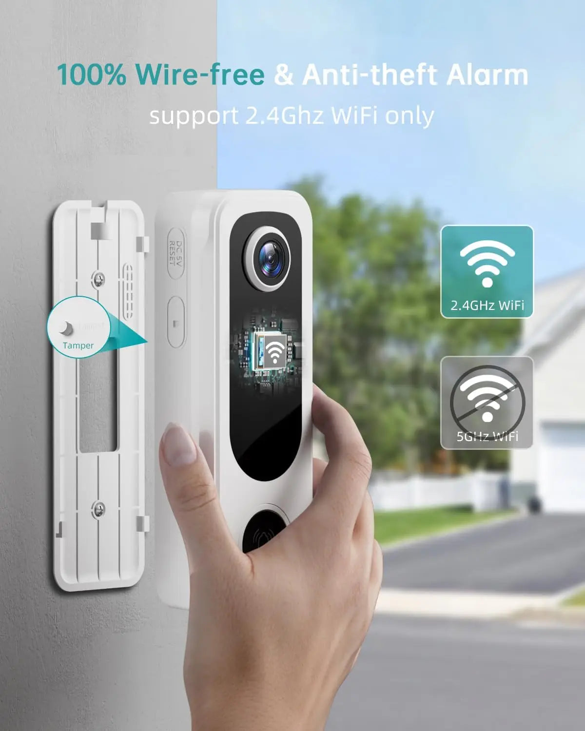 Wireless Doorbell Camera 2K AI Detection Battery Powered Alexa
