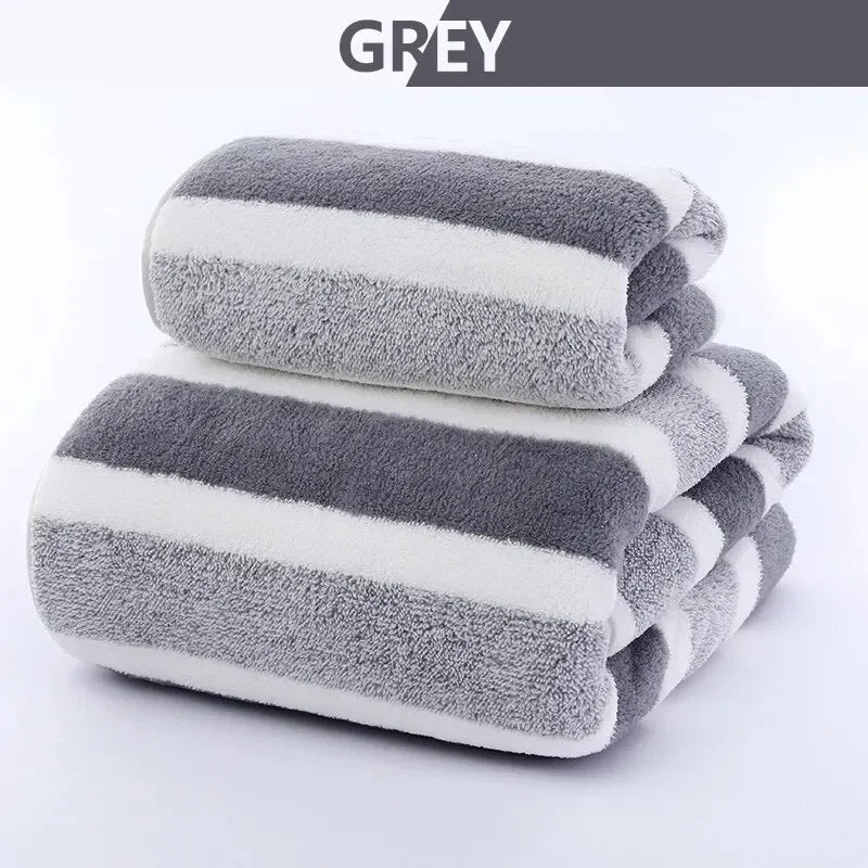 NONECN Striped Towel Set Quick Drying Absorbent Bath Towels