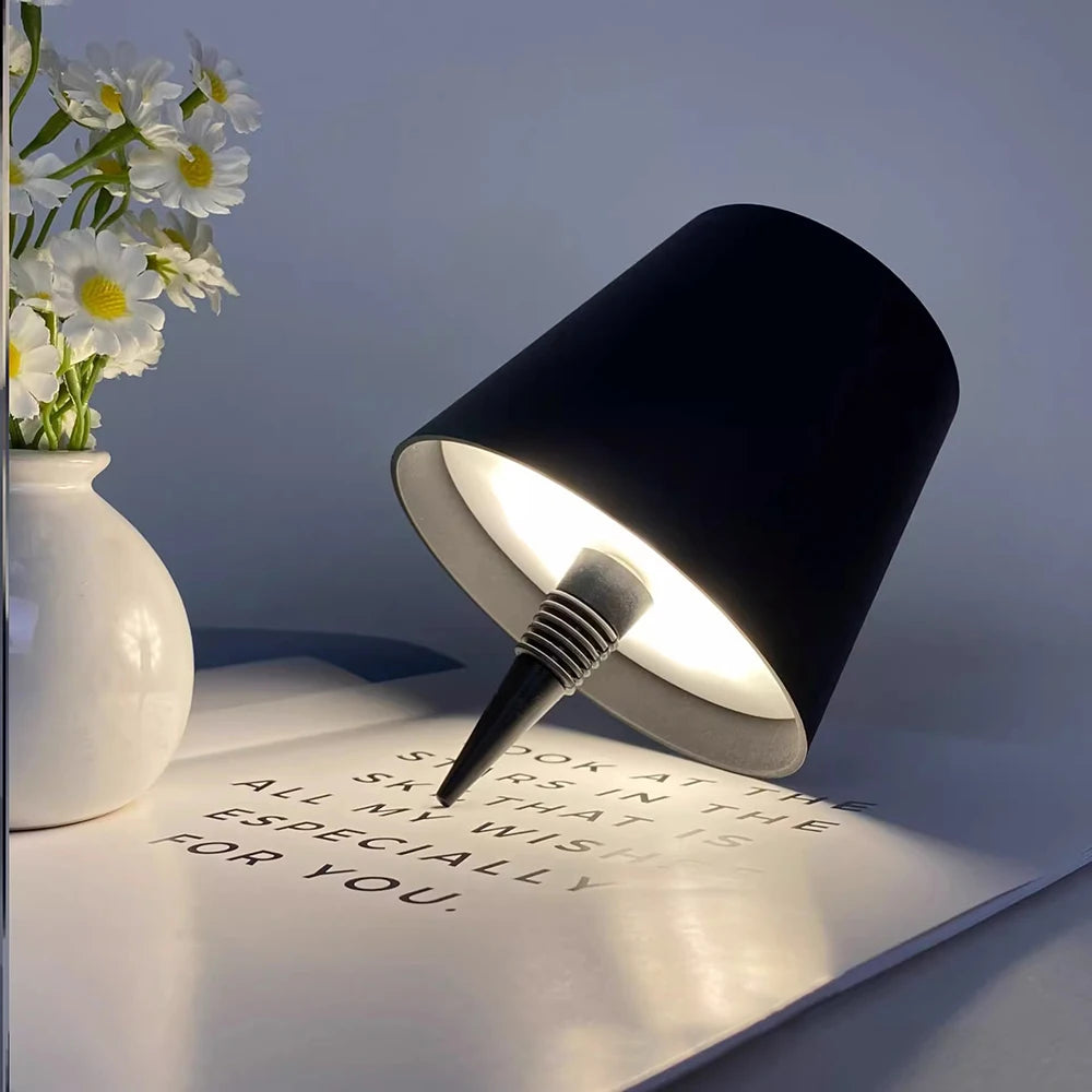 LED Wireless Wine Bottle Table Lamp With Touch Dimming