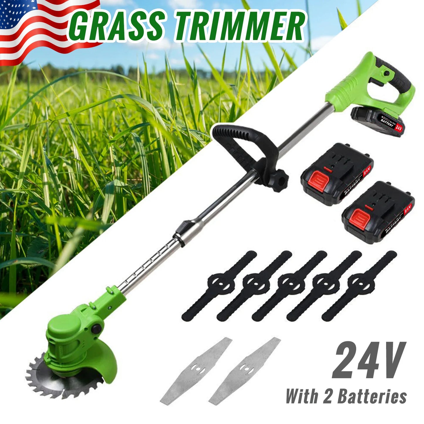 Electric Cordless 2-In-1 Weed Trimmer For Lawn And Garden