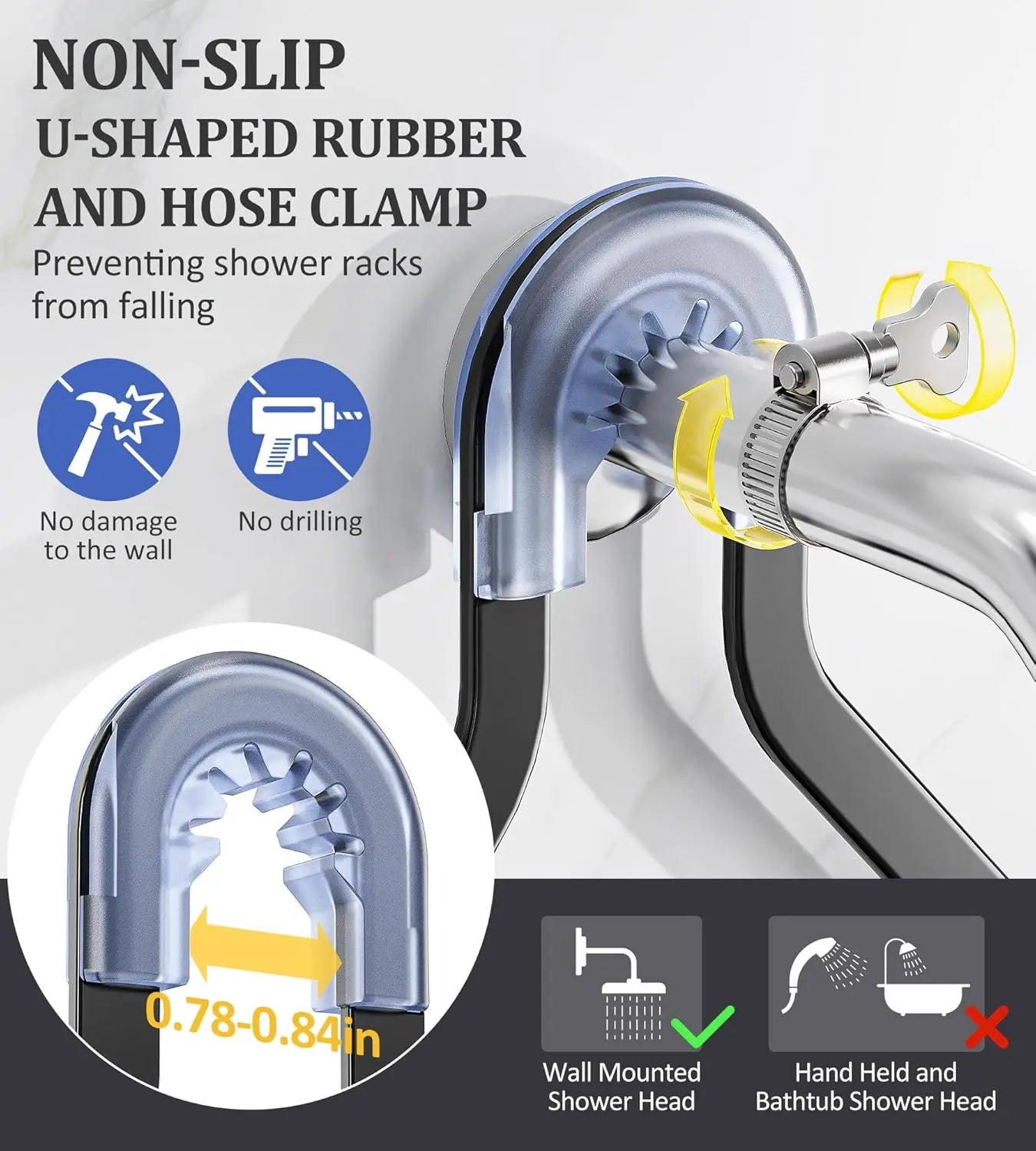 Rustproof Shower Caddy With Soap Holder No Drilling Needed