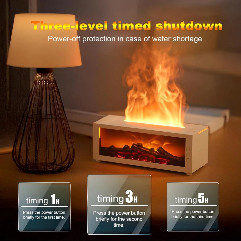 Miflame Quiet Fireplace Ultrasonic Humidifier With Aroma Diffuser LED