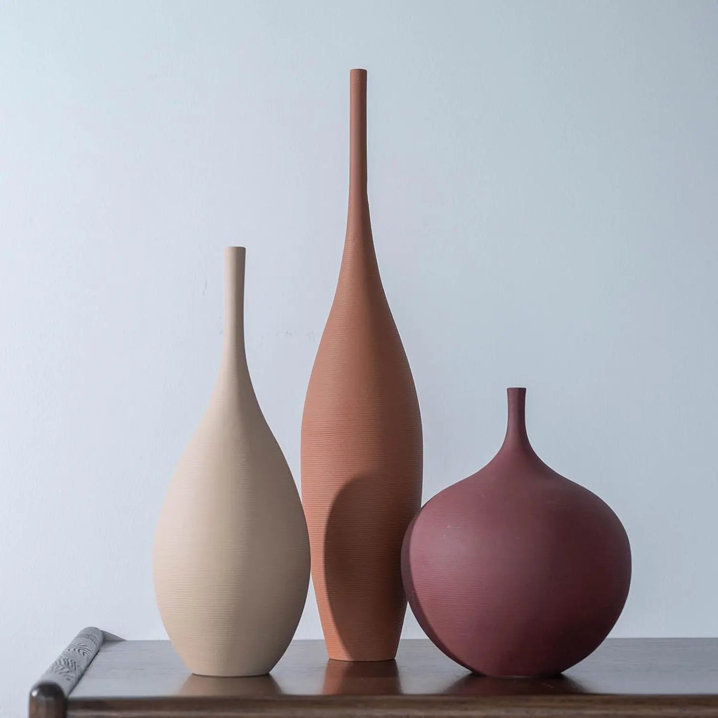 Set Of 3 Modern Ceramic Vases For Farmhouse Minimalist Decor