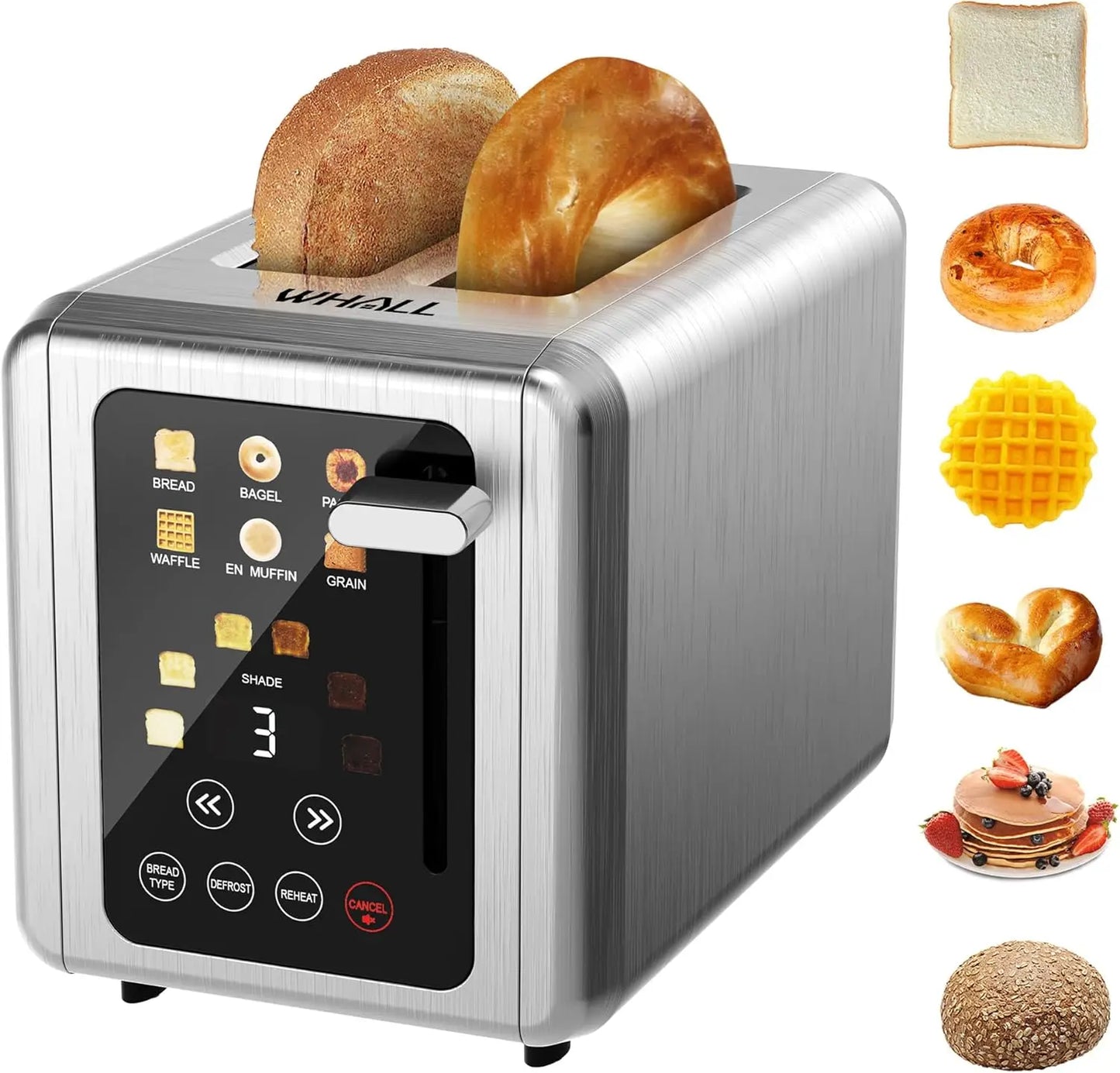 Touch Screen Toaster With Digital Timer And Bagel Slots