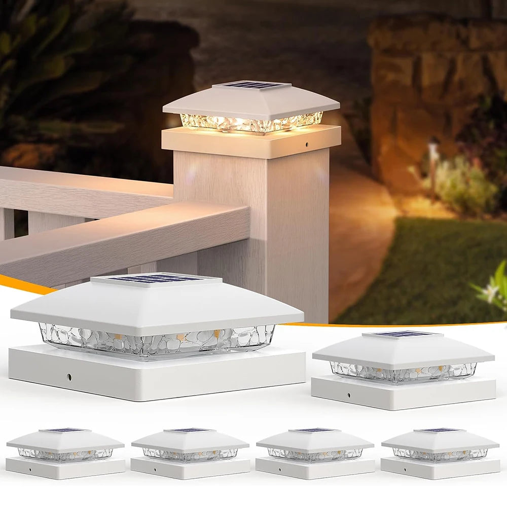 Six Pack Solar Post Cap Lights Warm White Outdoor Posts
