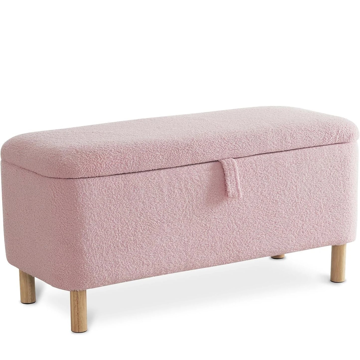 TODRAN Boucle Storage Ottoman Bench With Sherpa Upholstery