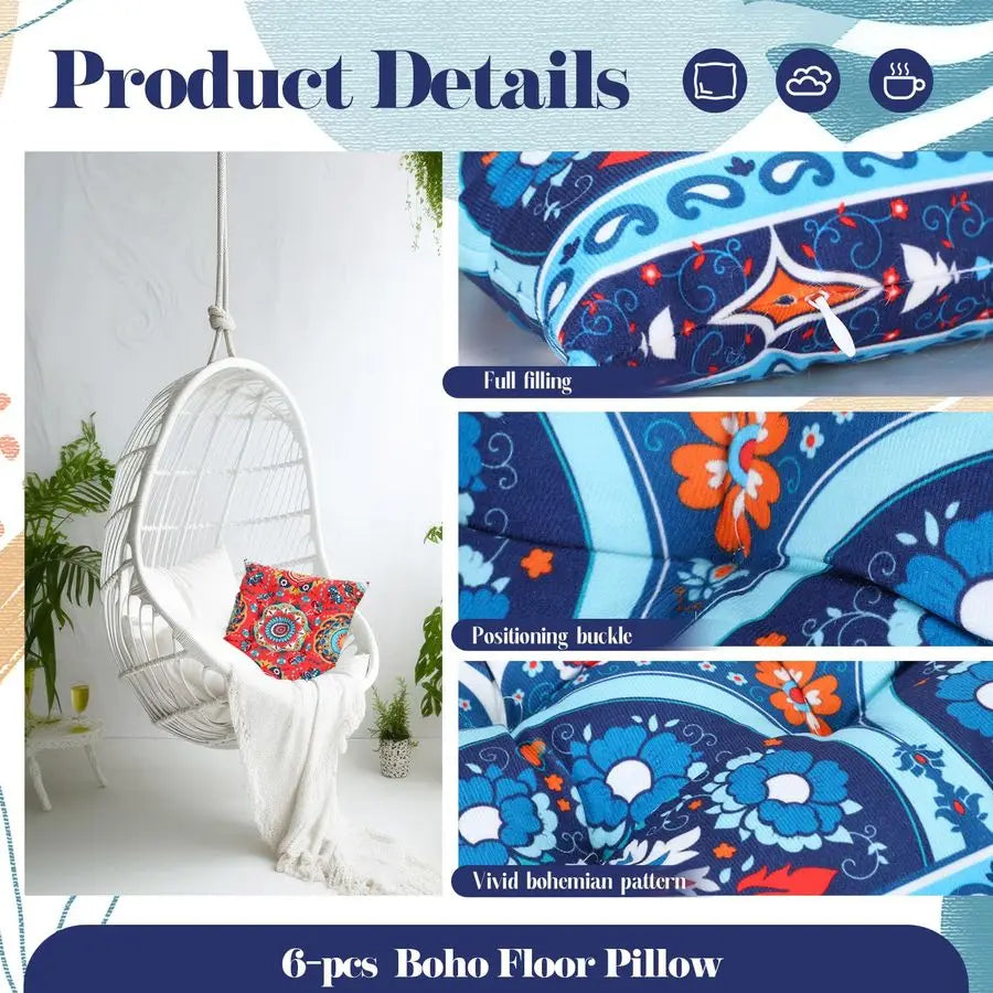 Bohemian Floor Cushions Set for Living Room